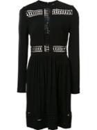Nicole Miller Embroidered Panel Dress, Women's, Size: 10, Black, Viscose/rayon/spandex/elastane