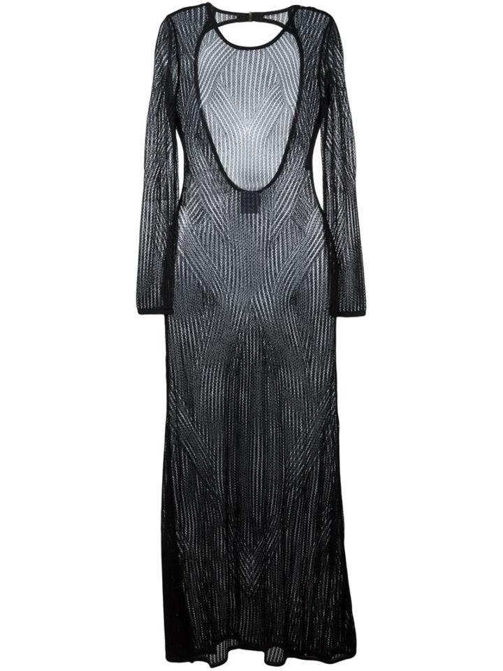 Hervé Léger Crochet Long Dress, Women's, Size: Xs, Black, Rayon