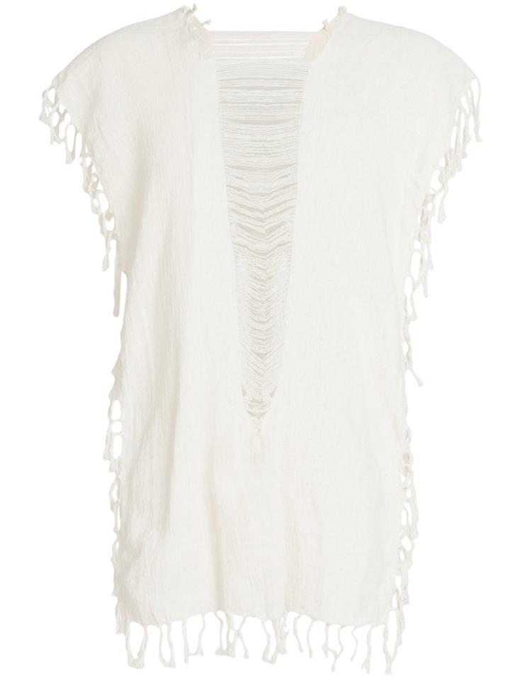 Caravana Convertible Fringed And Distressed Top - Nude & Neutrals