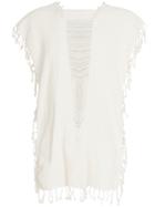 Caravana Convertible Fringed And Distressed Top - Nude & Neutrals