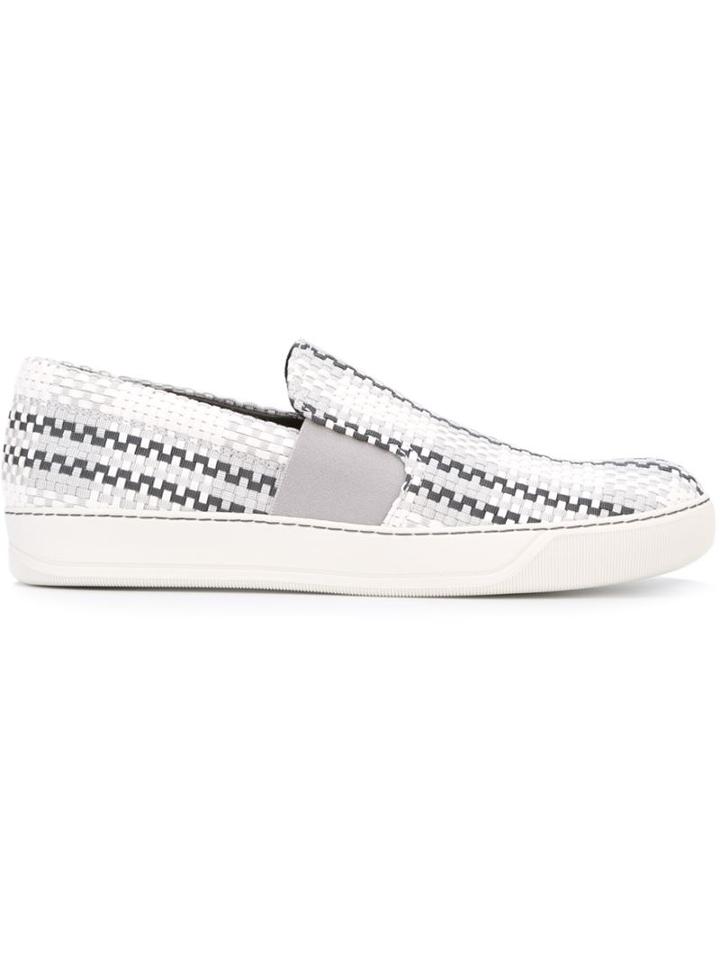 Lanvin Pull-on Slip-on Sneakers, Men's, Size: 9, White, Viscose/polyurethane/calf Leather/rubber