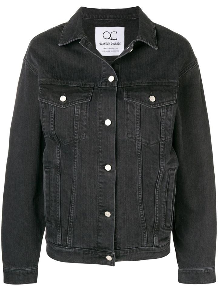 Quantum Courage Love Me Forever Or Never Denim Jacket - Black