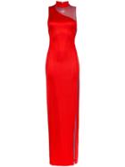 Galvan Shadow Sheer Stretch Mesh Dress - Red
