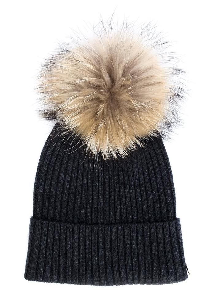 Yves Salomon 'pom Pom' Beanie, Women's, Black, Cashmere/wool/racoon Fur