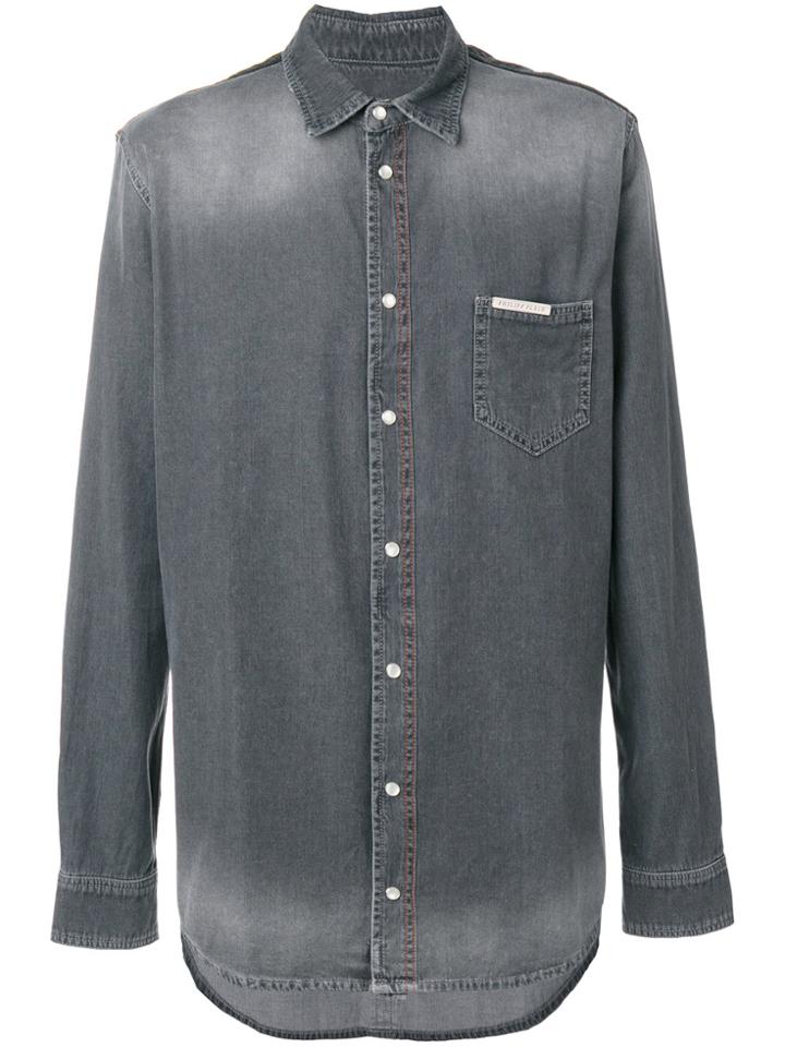 Philipp Plein Faded Denim Shirt - Grey