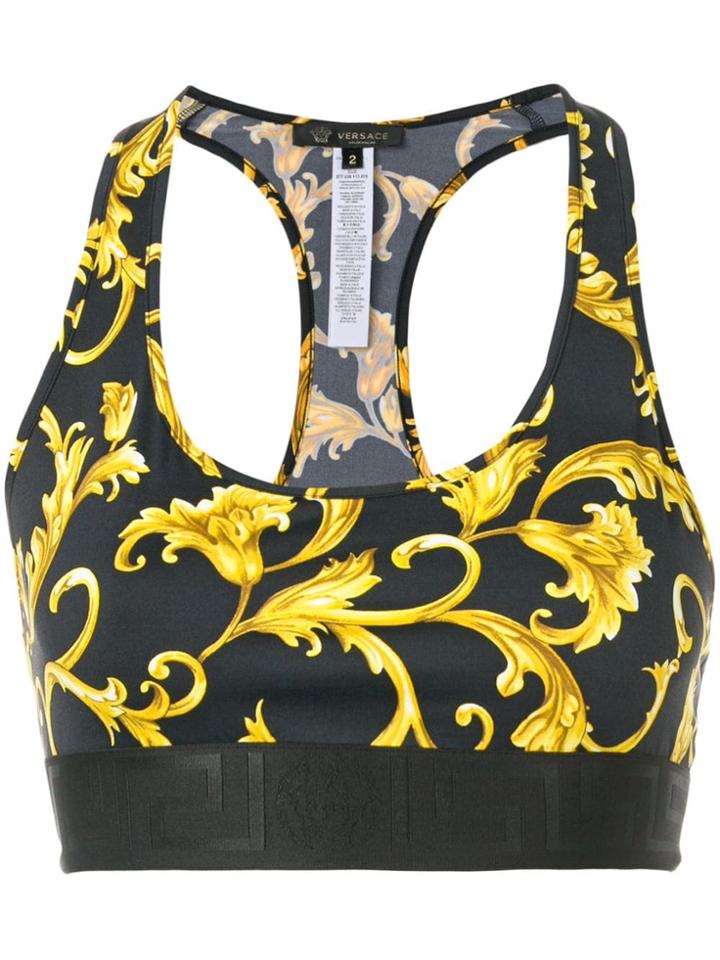 Versace Baroque Cropped Vest Top - Black