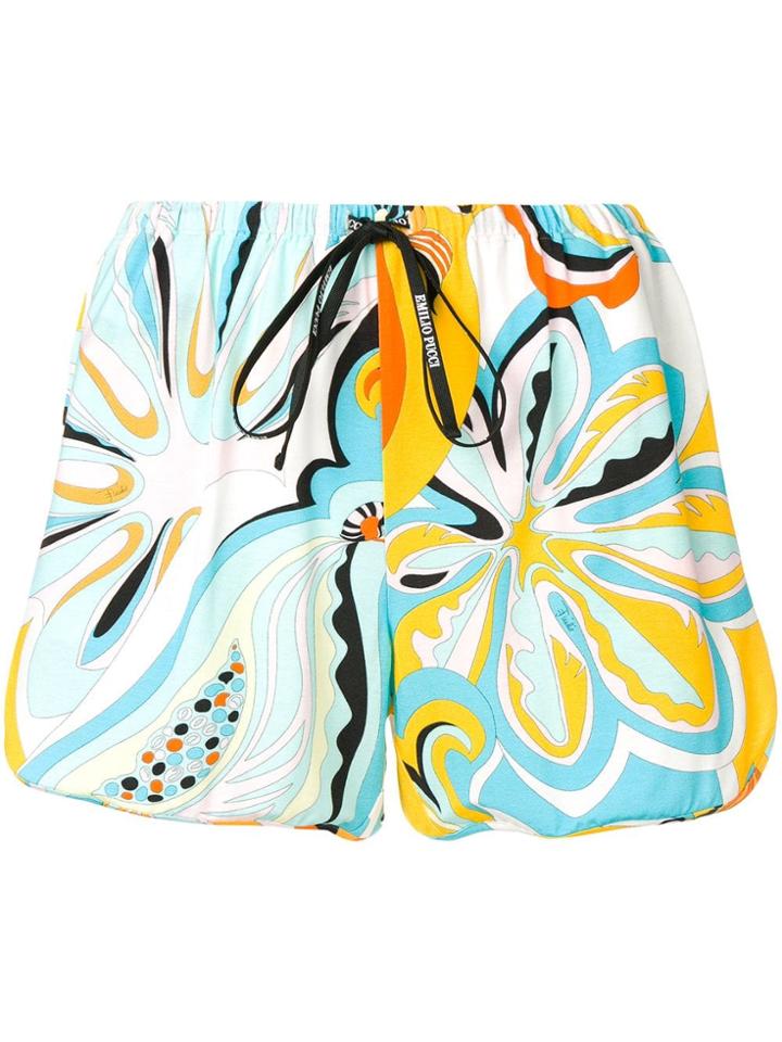 Emilio Pucci Badea Print Drawstring Shorts - Yellow
