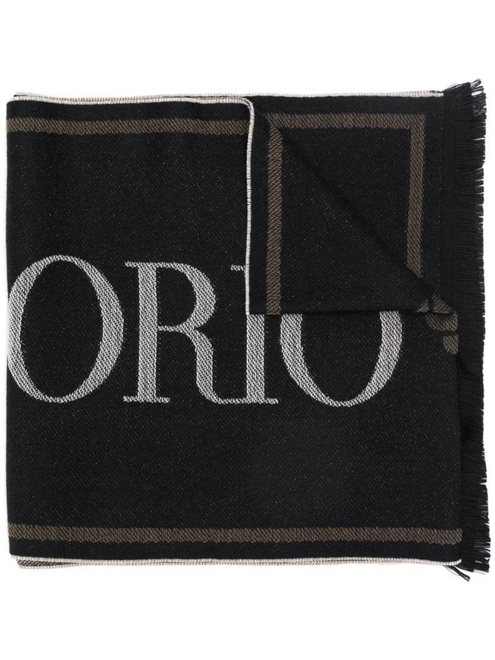 Emporio Armani Logo Print Scarf - Black