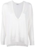 Brunello Cucinelli V-neck Blouse, Women's, Size: Large, White, Cashmere/silk