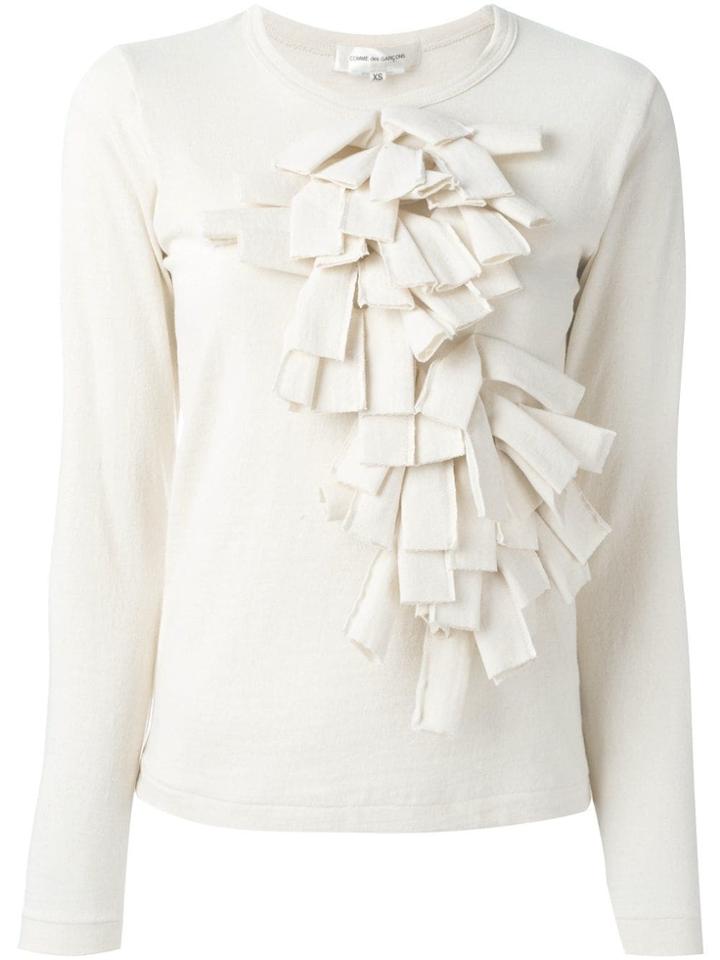 Comme Des Garçons Ruffle Detail Front Sweater - Neutrals