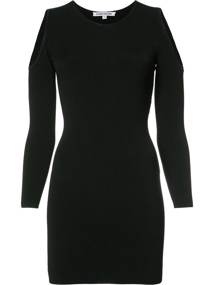 Elizabeth And James Cut-off Shoulders Fitted Dress, Women's, Size: Small, Black, Nylon/spandex/elastane/viscose