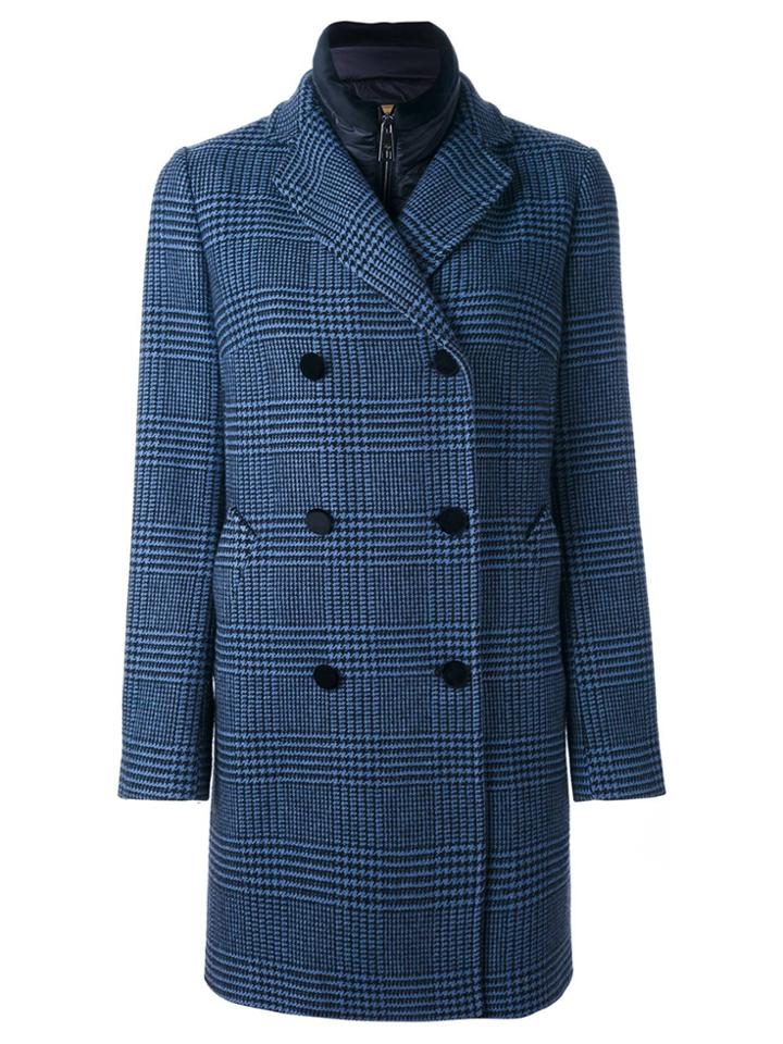 Fay Prince Of Wales Check Coat - Blue