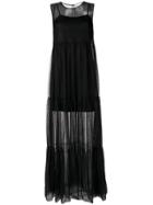 Semicouture Sleeveless Ruched Dress - Black