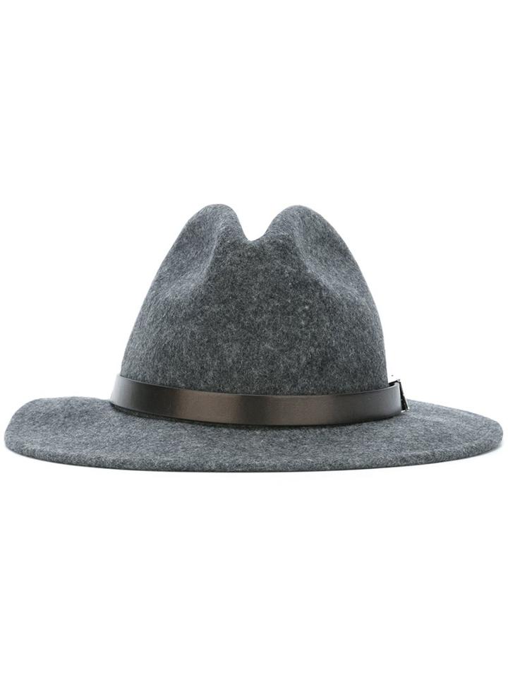 Dsquared2 Buckled Strap Detail Fedora, Women's, Size: Large, Grey, Wool/brass