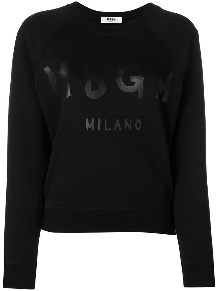Msgm Logo Printed Crew Neck Sweatshirt - Black