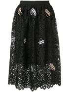 Markus Lupfer Floral Embroidered Lace Skirt - Black