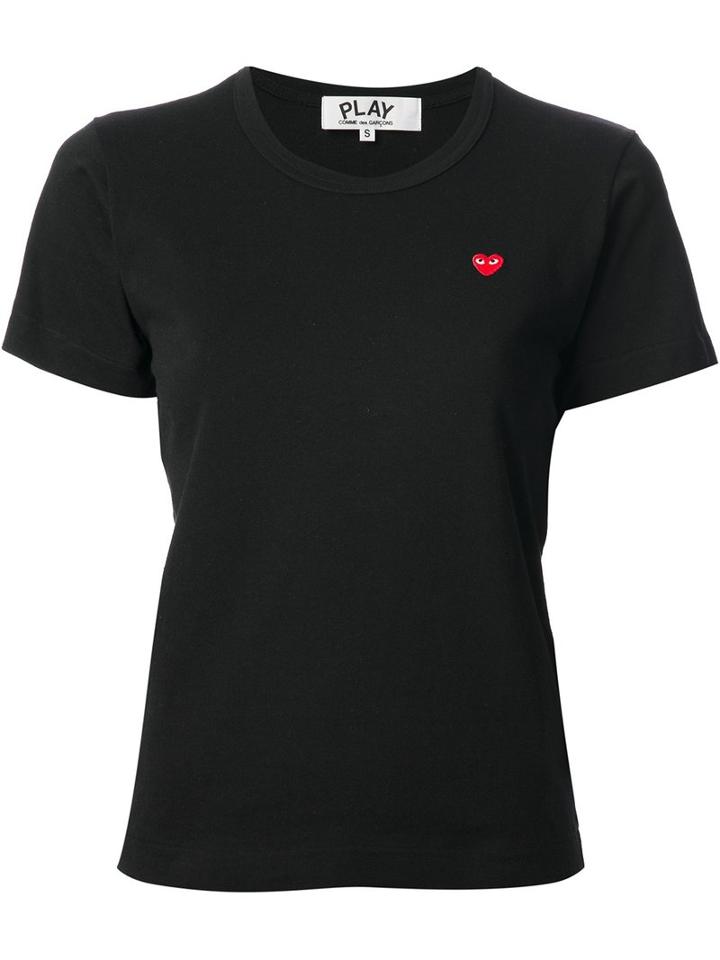 Comme Des Garçons Play Embroidered Heart T-shirt, Women's, Size: Small, Black, Cotton
