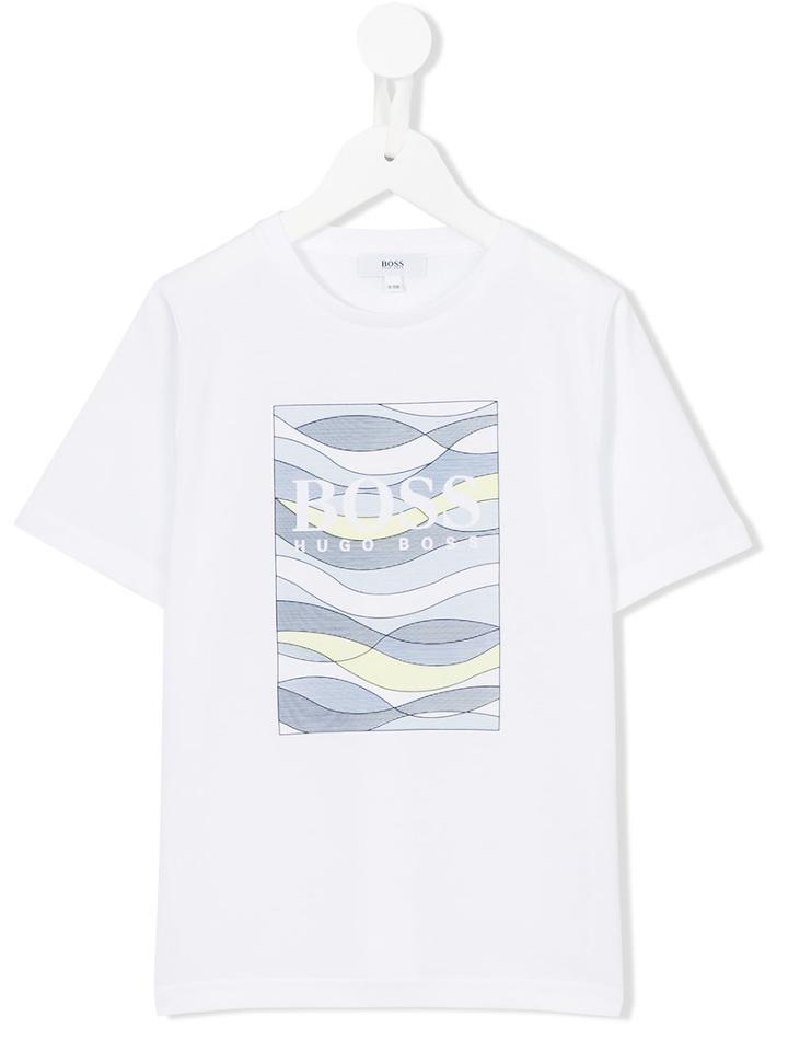 Boss Kids Print T-shirt, Boy's, Size: 8 Yrs, White