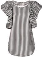 See By Chloé Ruffle-sleeve Striped Blouse - Blue