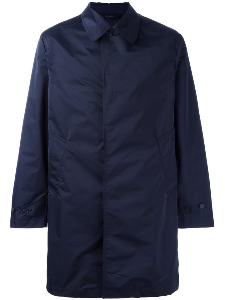 Jil Sander Single Breasted Coat, Men's, Size: 48, Blue, Cotton/polyester