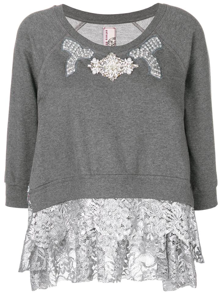 Antonio Marras Embellished Lace Trim Sweater - Grey