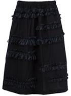Comme Des Garçons Tricot Frill Detail Full Skirt, Women's, Black, Cotton/polyester