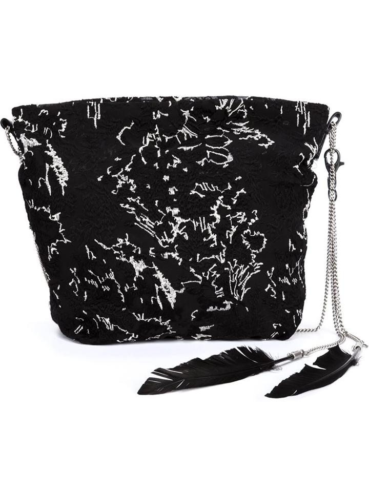 Ann Demeulemeester Textured Printed Shoulder Bag, Women's, Black