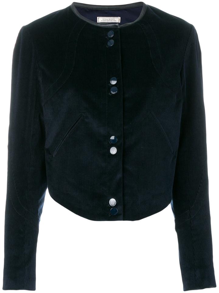 Nina Ricci Fitted And Cropped Jacket - Blue