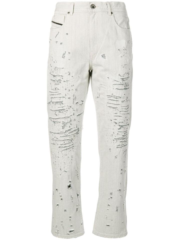 Diesel Black Gold Boyfriend Jeans With Lasered Treatment - Grey