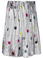 Iceberg Square Print Pleated Skirt, Women's, Size: 40, Grey, Polyester