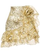 Bambah Wrinkle Ruffle Skirt - Gold