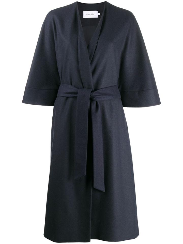 Calvin Klein Belted Single-breasted Coat - Blue