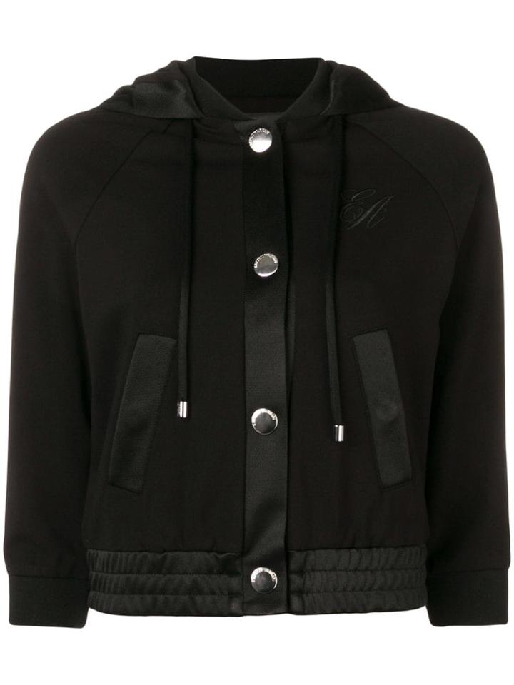 Emporio Armani Cropped Hooded Jacket - Black