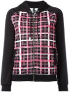 Versus Plaid Print Zipped Hoodie, Women's, Size: Xs, Black, Polyester/spandex/elastane