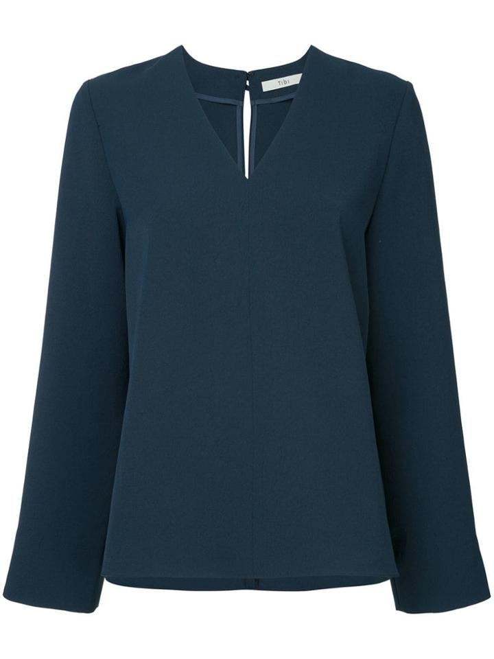 Tibi V-neck Top - Blue
