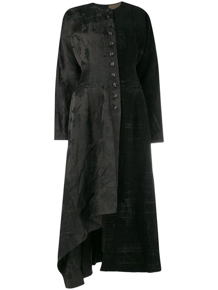 Uma Wang High Low Hem Coat - Black