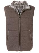 N.peal Fur Lined Gilet - Brown