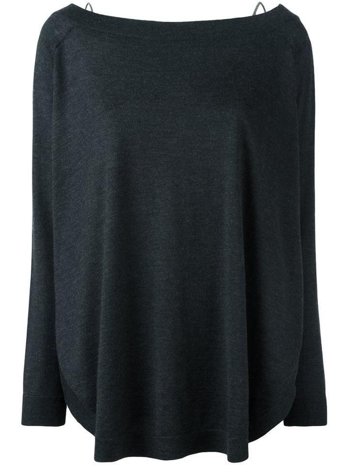 Brunello Cucinelli Slash Neck Sweater, Women's, Size: Xxl, Grey, Silk/spandex/elastane/cashmere