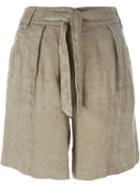 Etro Jacquard Tie Waist Pleated Shorts, Women's, Size: 38, Nude/neutrals, Linen/flax