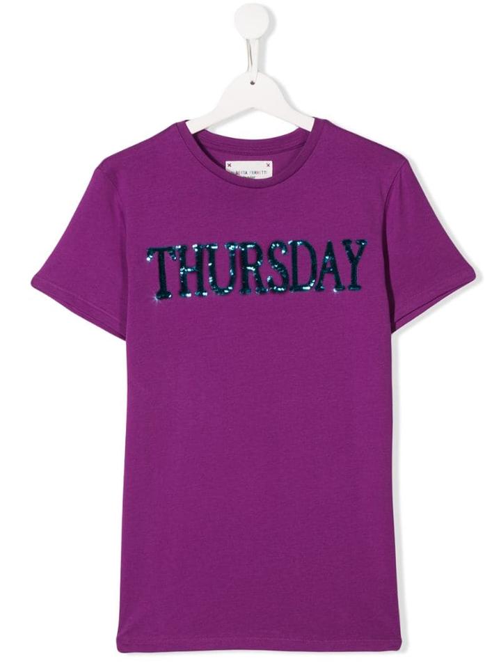 Alberta Ferretti Kids Logo T-shirt - Purple