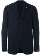Lardini Three Button Blazer, Men's, Size: 54, Blue, Wool/viscose/cupro