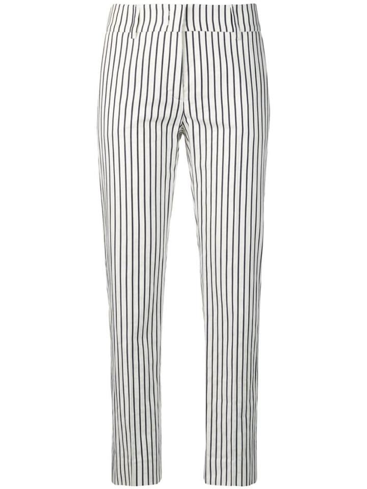 Piazza Sempione Striped Ankle Grazer Trousers - White