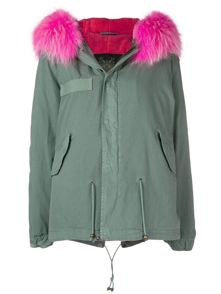 Mr & Mrs Italy Fur Trim Coat - Green