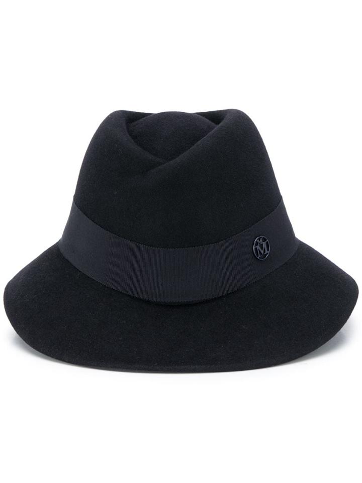 Maison Michel Logo Fedora Hat - Blue