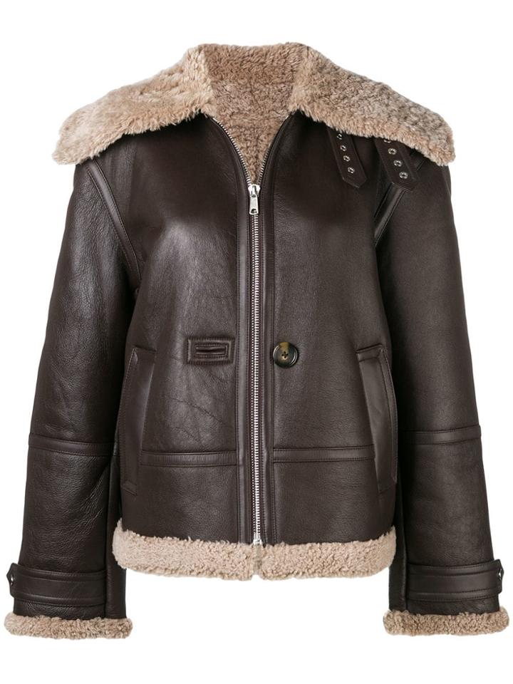Helmut Lang Shearling Leather Jacket - Brown