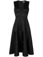 Versace Collection Flared Eyelet Dress - Black