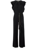 Roberto Cavalli Piped Trim Jumpsuit, Women's, Size: 40, Black, Viscose/spandex/elastane/silk