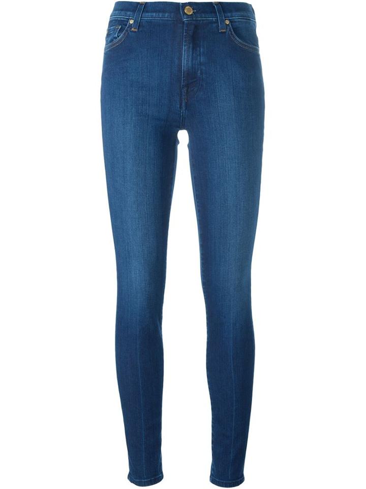 7 For All Mankind Skinny Jeans, Women's, Size: 26, Blue, Cotton/polyester Taffeta/spandex/elastane