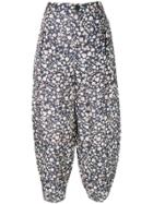 Aleksandr Manamïs Floral Print Balloon Cropped Trousers - Blue