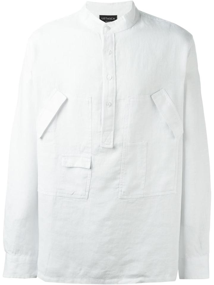 Letasca Multi Pocket Shirt, Men's, Size: L, White, Linen/flax